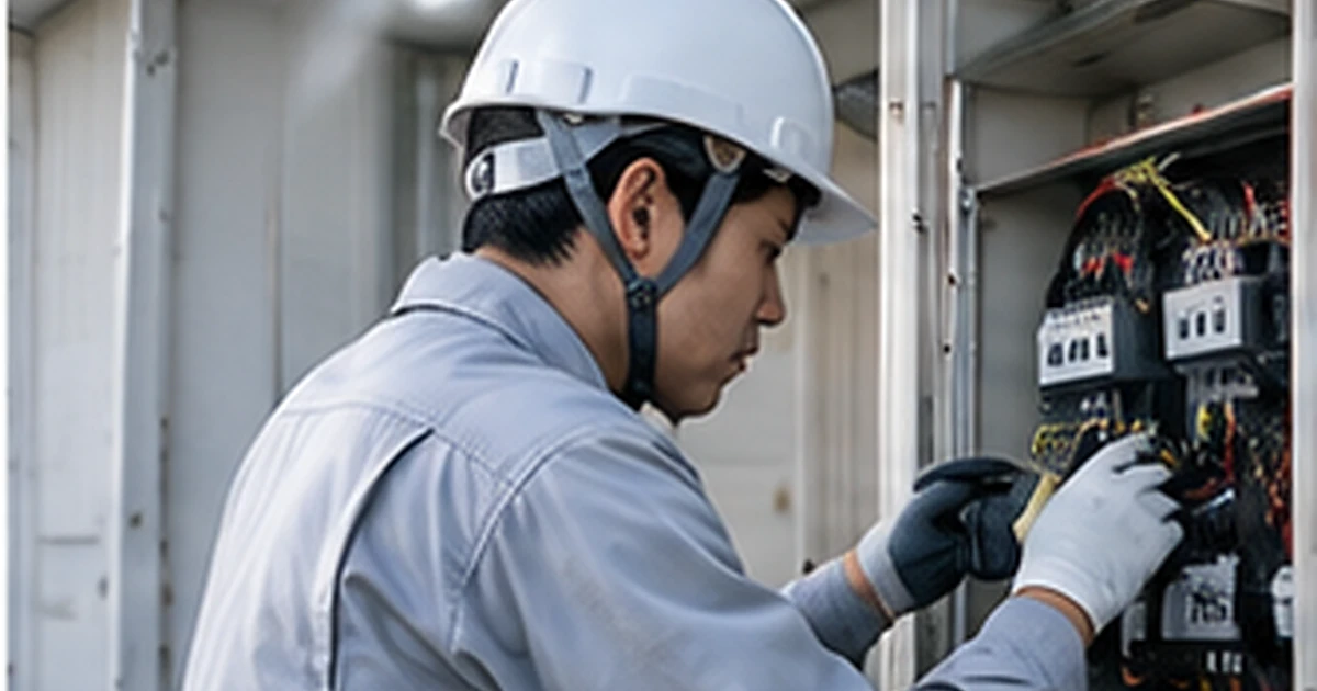 電気工事を行う技術者